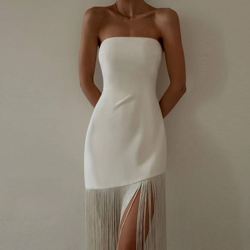 Strapless Tassel Split Dress