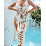 Hand hook woven hollowed-out Beach cover-up - VACAMAMI