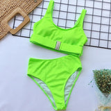 New Sexy High Waist Bikini Swimsuit Women Swimwear Bandeau Push Up Bikini Set Buckle Bathing Suit Beach Wear Swimming Suit - VACAMAMI