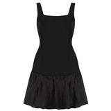 New Black Sling Bandage Dress Sexy Party Dress Temperament Ruffle Dress - VACAMAMI