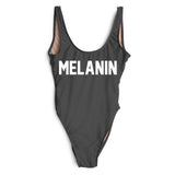 MELANIN Letter Print One Piece Swimsuit Women Swimwear Summer Bathing Suit Sexy Beachwear Monokini