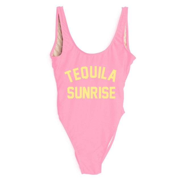 TEQUILA SUNRISE New Sexy Swimwear Women Female Bathing Suit Monokini Beach Backless Bikini Swim Wear - VACAMAMI