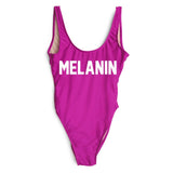 MELANIN Letter Print One Piece Swimsuit Women Swimwear Summer Bathing Suit Sexy Beachwear Monokini