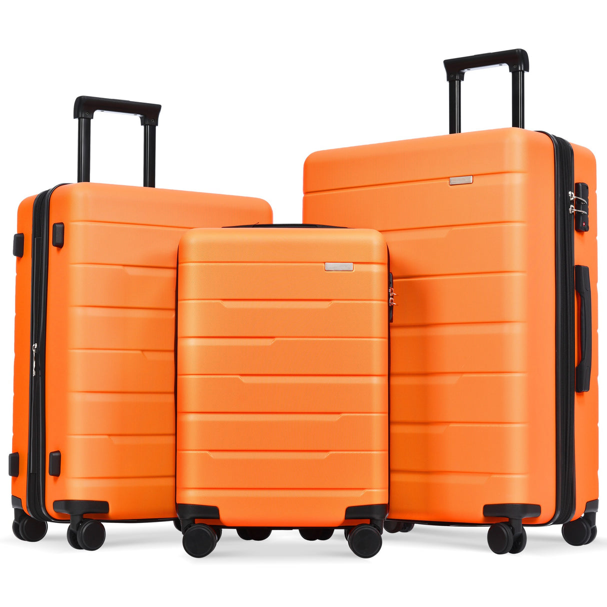 VACAMAMI 3 Piece Suitcase Set 20/24/28 Carry on Orange