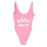 WORST BEHAVIOR One Piece Swimsuit Summer Swimwear Women Bathing Suit High Cut Low Back Beach Wear