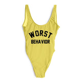 WORST BEHAVIOR One Piece Swimsuit Summer Swimwear Women Bathing Suit High Cut Low Back Beach Wear