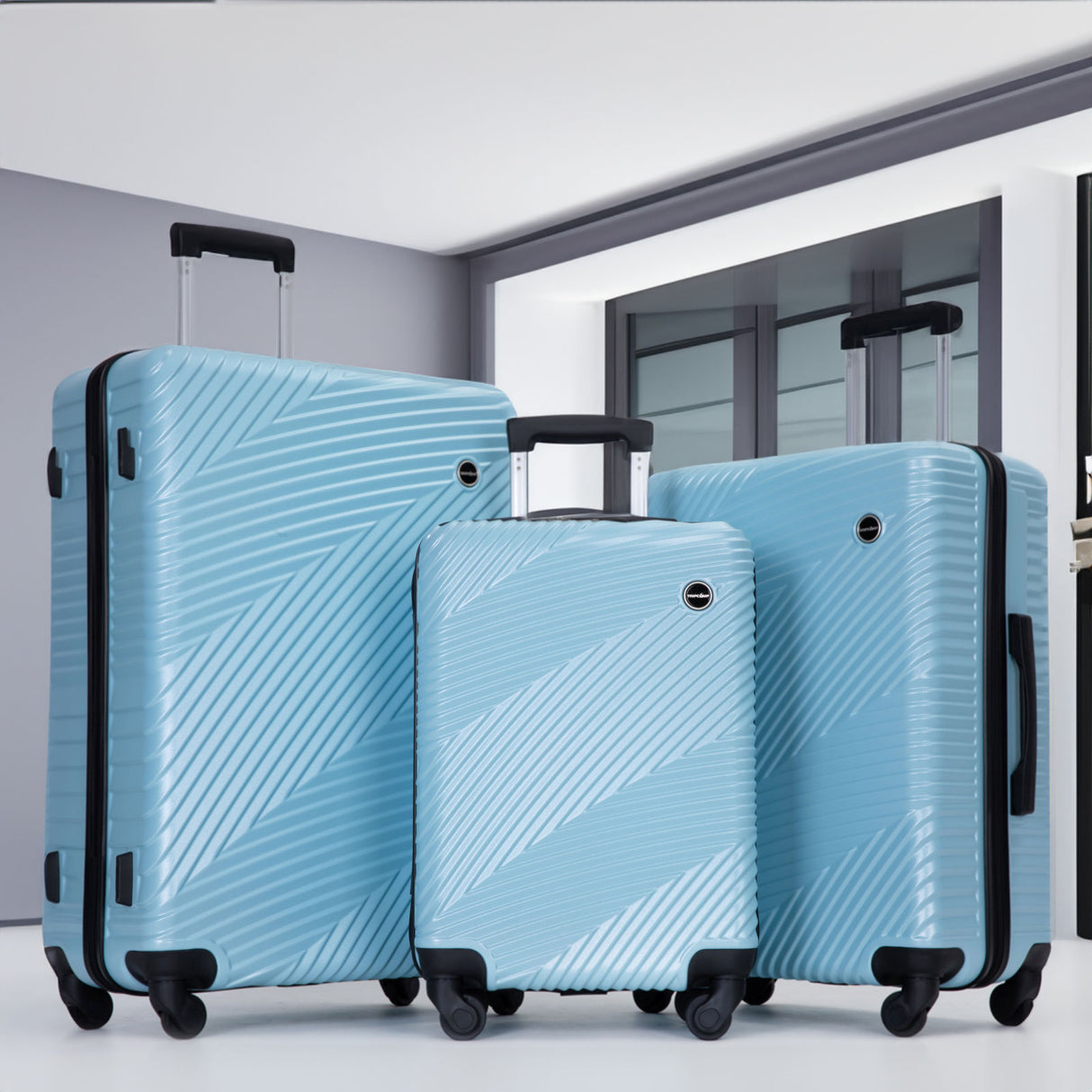 VACAMAMI 3 Piece Luggage Lightweight Suitcase (20/24/28) Aqua Blue