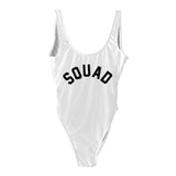 SQUAD One Piece Swimsuit Swimwear Women Summer Bathing Suit Sexy Bodysuit