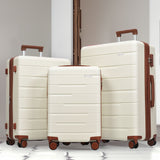 VACAMAMI 3 Piece Suitcase Set 20/24/28 Beige and Brown