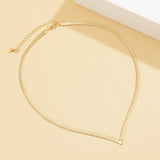 VACAMAMI Street beat metal snake bone V-shaped necklace